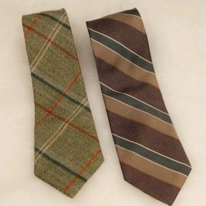 🍎 VTG Set Vintage Wool Ties Plaid Stripe 70's